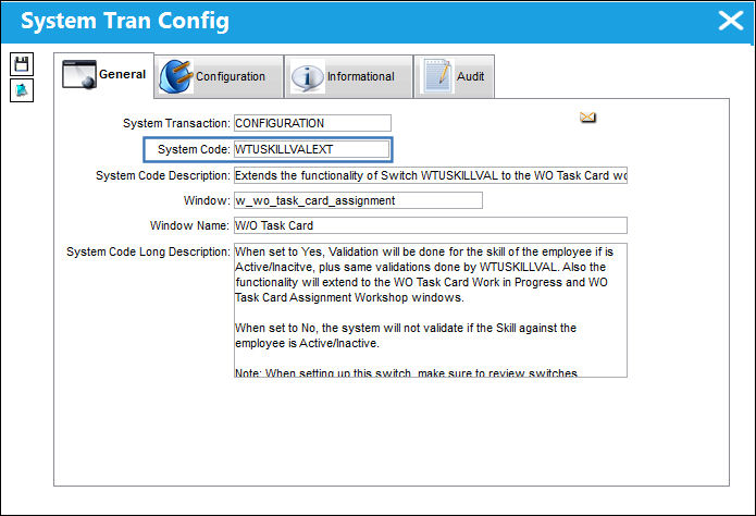SystemTranConfig(WTUSKILLVALEXT)