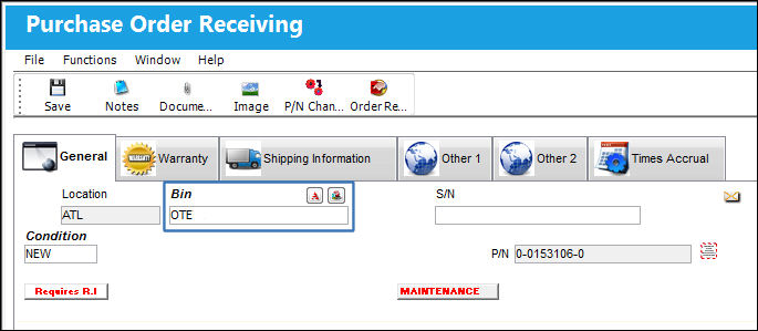 12_PurchaseOrderReceiving_General(EmptyBin)