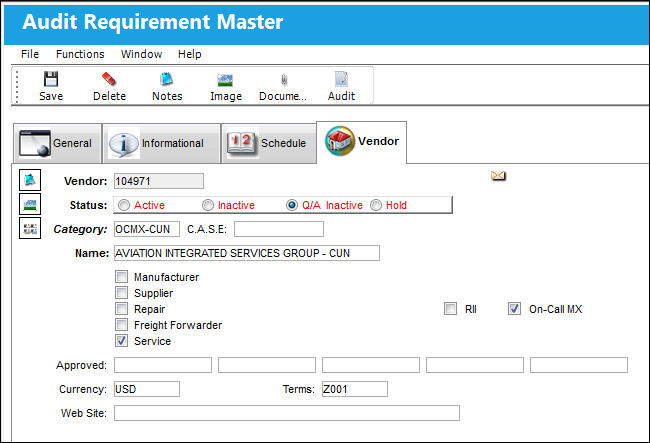 12_AuditRequirementMaster_Vendor