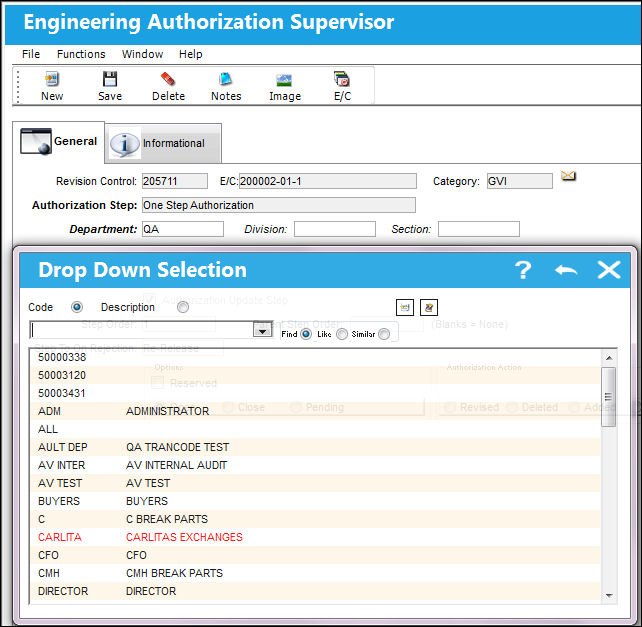 12_EngineeringAuthorizationSupervisor(DropDownSelection)
