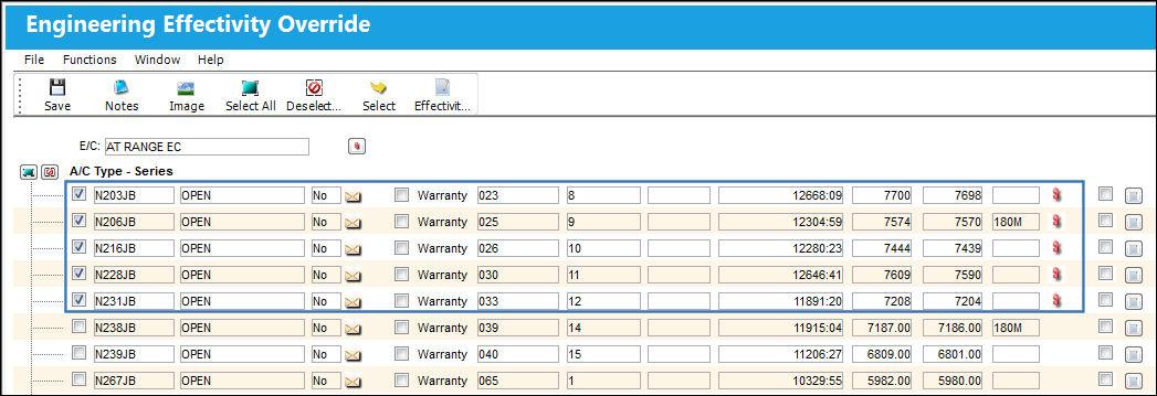 Override Sampling Schedule button, via Engineering Control SChedule Tab (4)