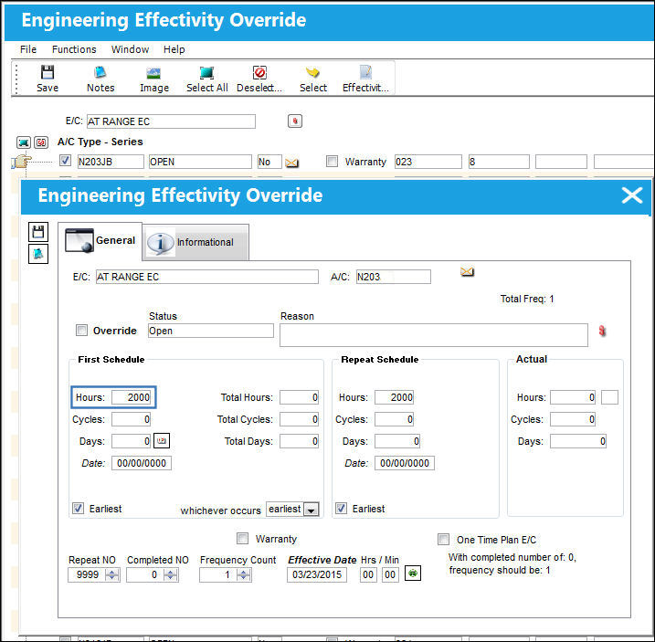 Override Sampling Schedule button, via Engineering Control SChedule Tab (5)