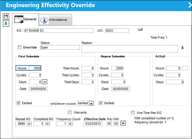 Override Sampling Schedule button, via Engineering Control SChedule Tab (8)