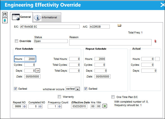 Override Sampling Schedule button, via Engineering Control SChedule Tab (11)