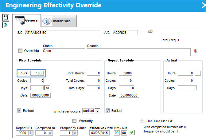 Override Sampling Schedule button, via Engineering Control SChedule Tab (16)