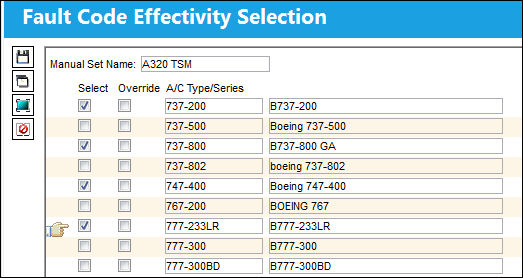 Effectivity Button, via Fault Code Master (1)