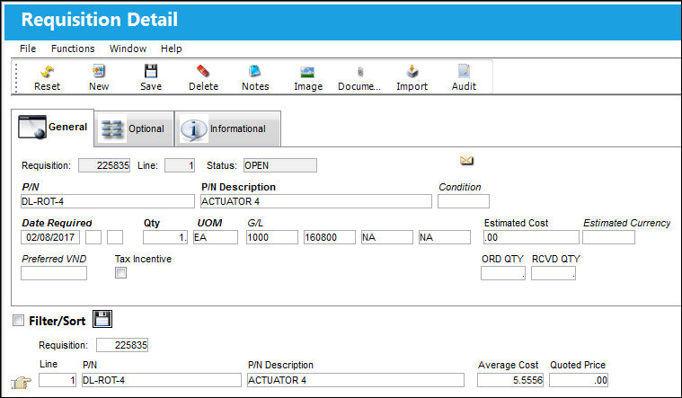 Import Button, via Requisition Detail (3)