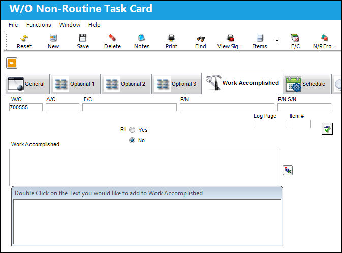 125 - Shop WO Non-Routine Task Card, Work Accomplished Tab (1)