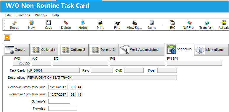 125 - Shop WO Non-Routine Task Card, Schedule Tab (1)