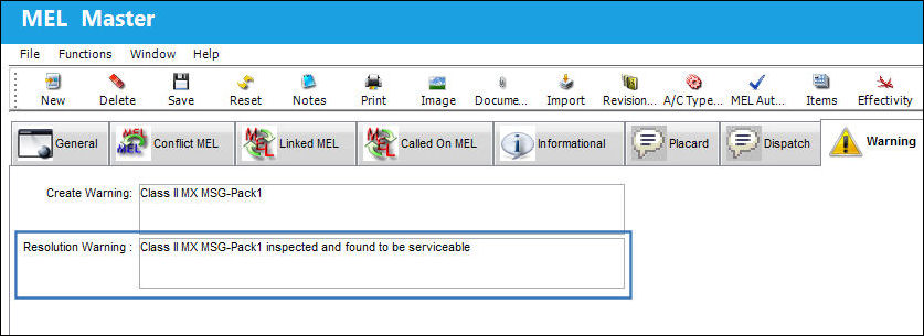 125 - MEL Defect Report Resolution Message (1) [Defect Report Detail, Resolution Tab]