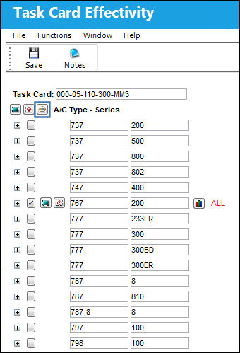 125 Apply Effectivity To All Items Button, via Task Card Effectivity (1)