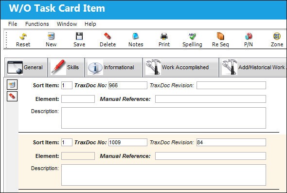 125 Shop WO (NR) Task Card Item, TraxDoc References Tab (2)