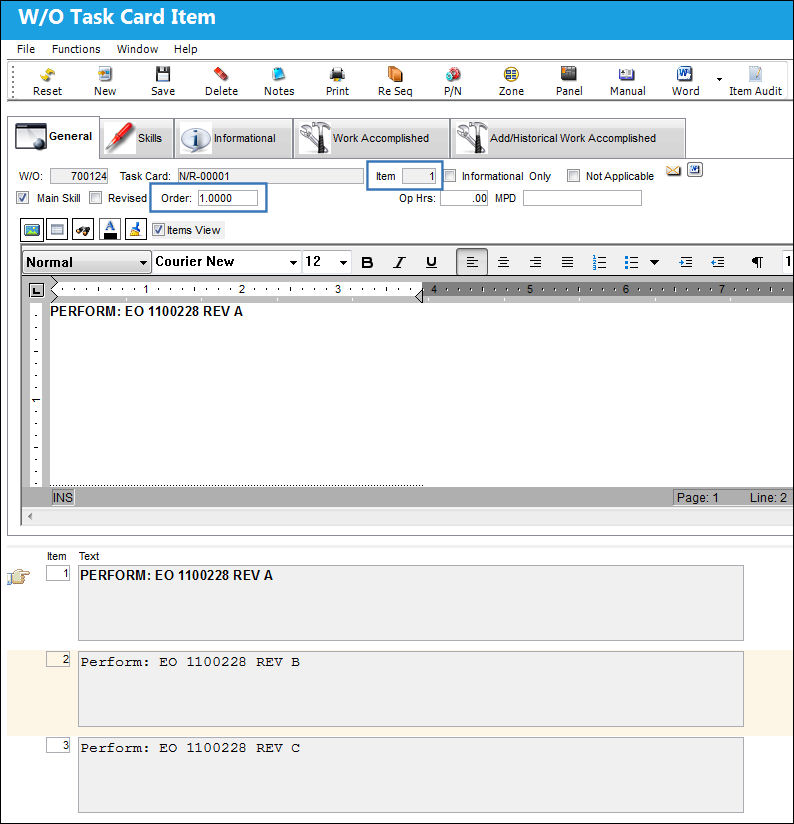 125 Re Sequence Button, via Shop WO (NR) Task Card Item (1)