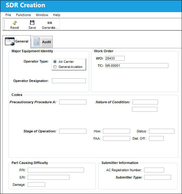 125 SDR Creation Button, via Shop WO Non-Routine Task Card (1)