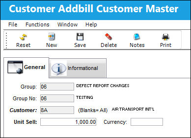 125 Shop WO Addbill, General Tab (3)