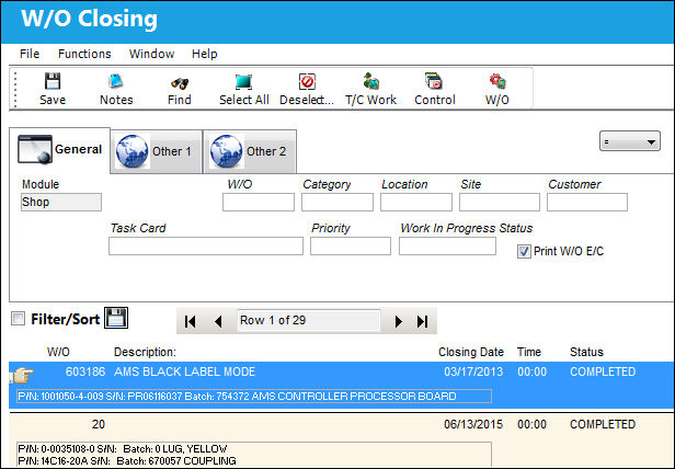 125 Shop WO Closing, General Tab (1)