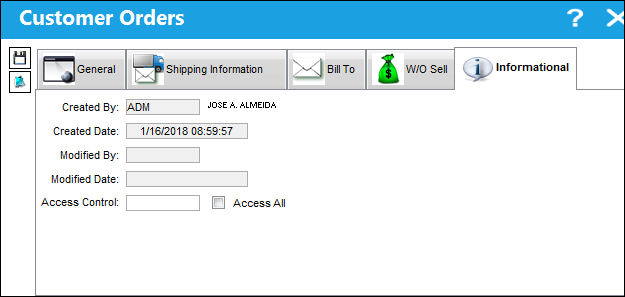 125 Customer Order, Informational Tab, via Third Party Shop WO (1)