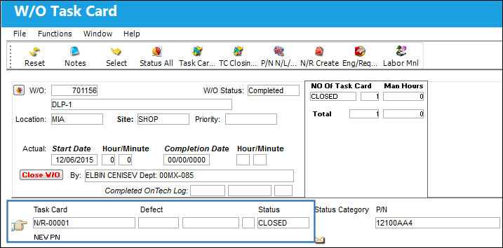 125 Closing a Non-Routine TC, via Shop WO  Task Card (Closing Detailed) (2)