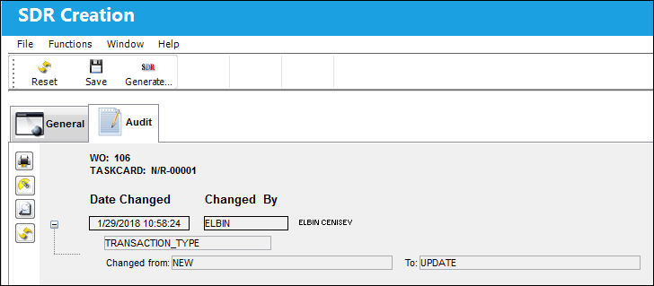 125 SDR Creation, Audit Tab (1)