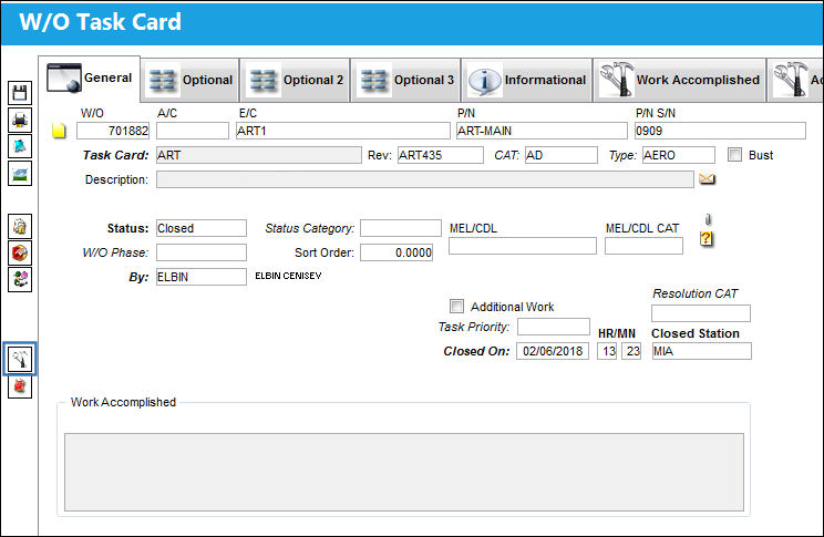 125 Shop WO Equipment Use Charge Button, via SHop WO Task Card (Work) Detail (1)