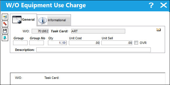 125 Shop WO Equipment Use Charge Button, via SHop WO Task Card (Work) Detail (2)