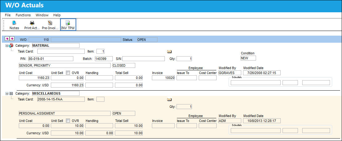 125 Pre-Invoice Button, via Shop WO Actuals (1)