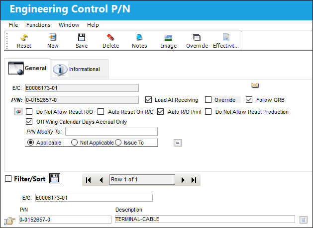 125 Engineering Control PN, General Tab (1)