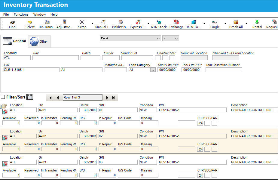 LIFO Inventory Transaction