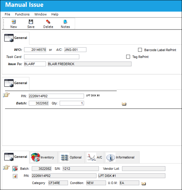 Manual issue
