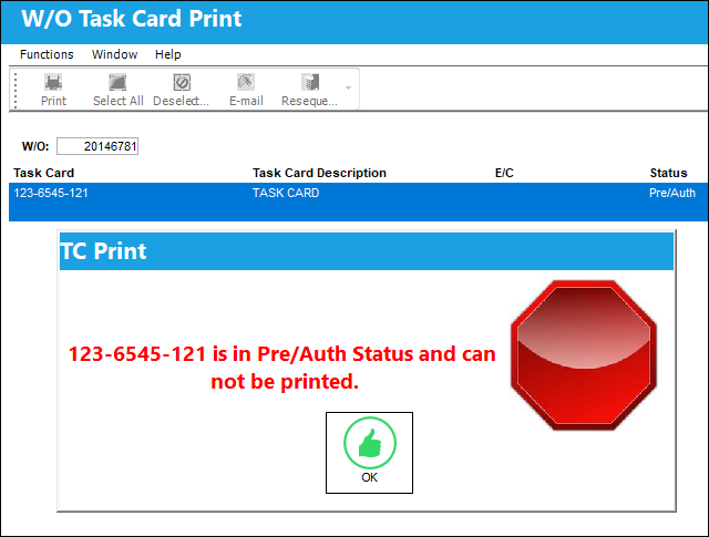 Pre Auth Task Card