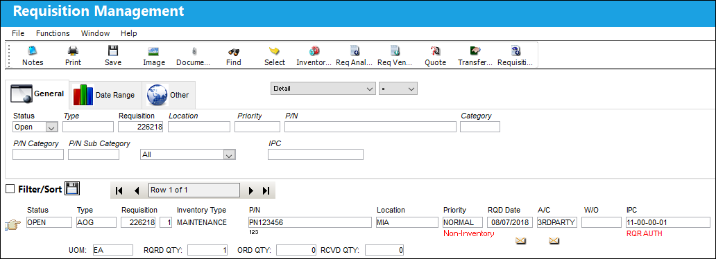 Requisition Management Non-inventory