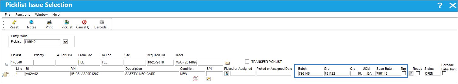 Picklist Issue Selection