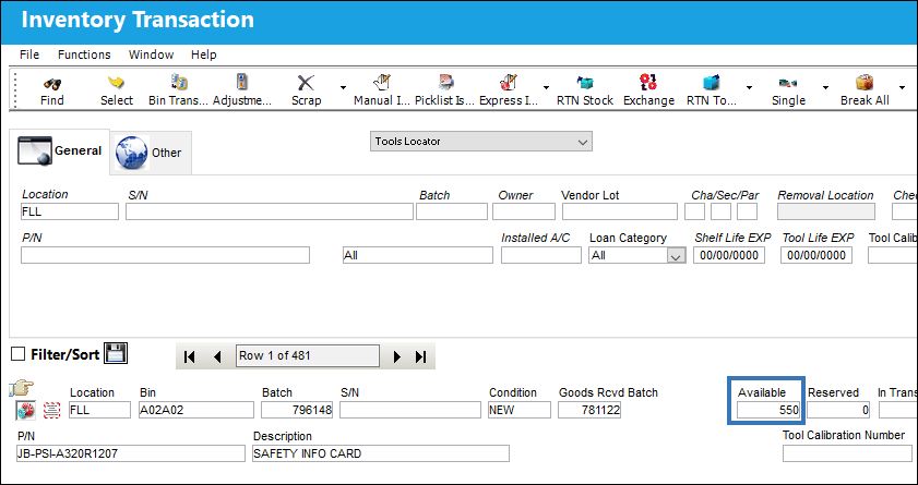 Inventory Transaction Set to No