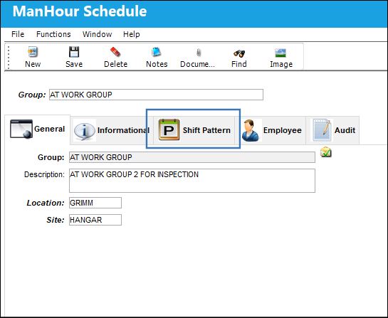 ManHour Schedule, Shift Pattern Tab (6)