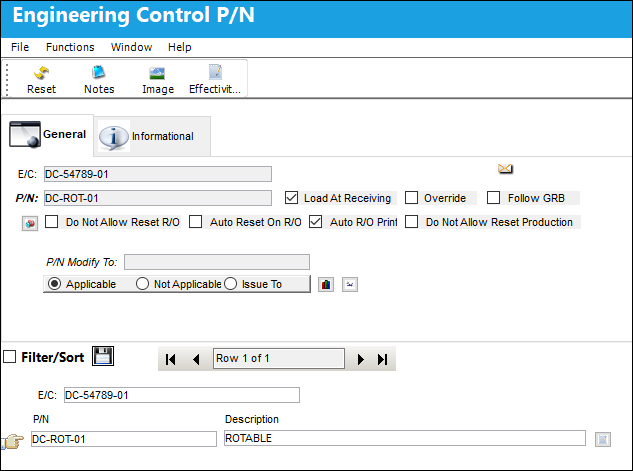 Engineering Control P/N, Manual Compliance