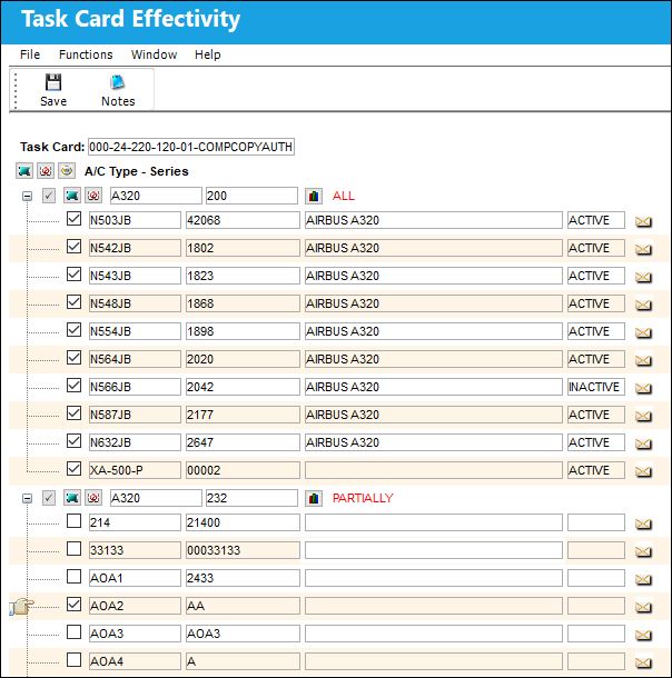 Effectivity Button, via Task Card (0)
