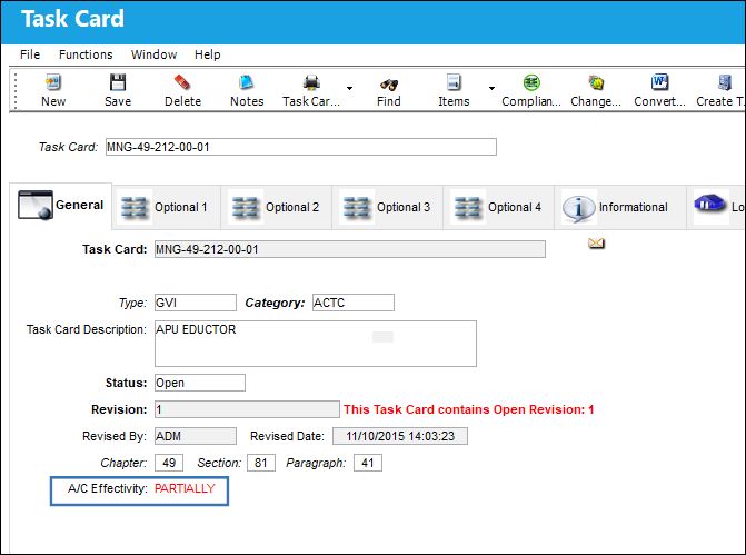 Effectivity Button, via Task Card (3)