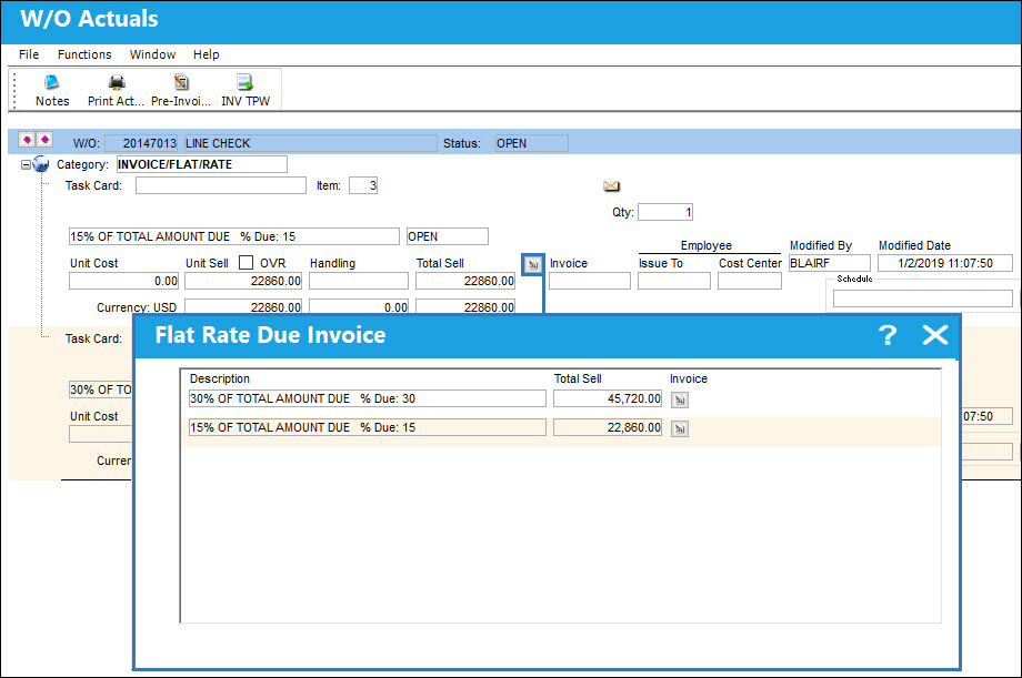 Falt Rate Past Due via W/O Actuals
