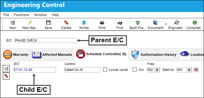 Trax Called On At, Engineering Control, Schedule Controlled By