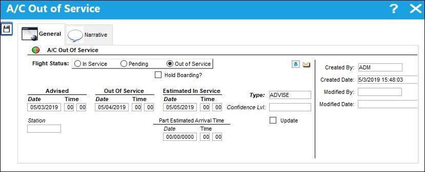 OOSNO Out of Service Event Creation