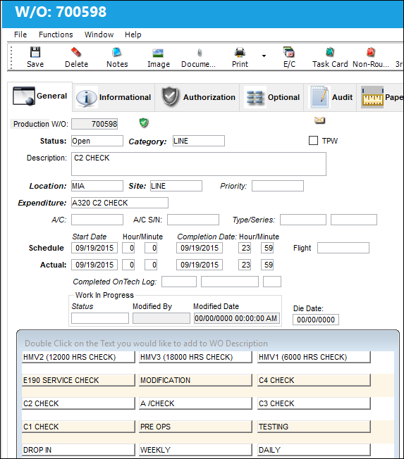 Work Order Detail, General Tab (1)