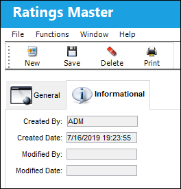 Ratings Master, Informational Tab (1)