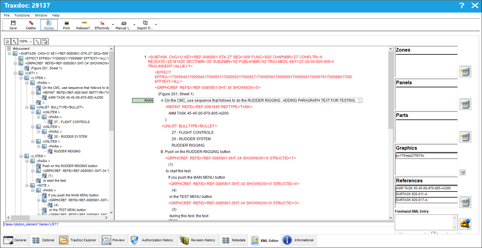Trax XML Editor Tab