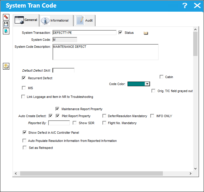Trax-System Tran Code Defect Type