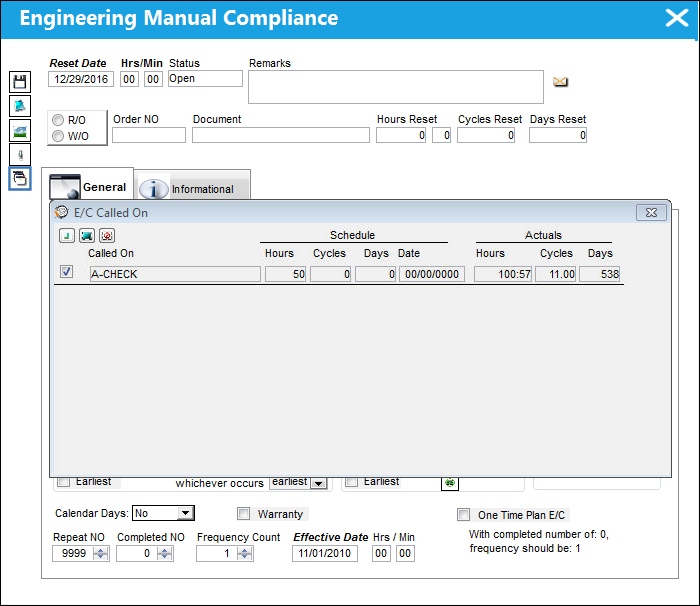 EC Called On Button, via Engineering Manual Compliance (AC) Detail(2)
