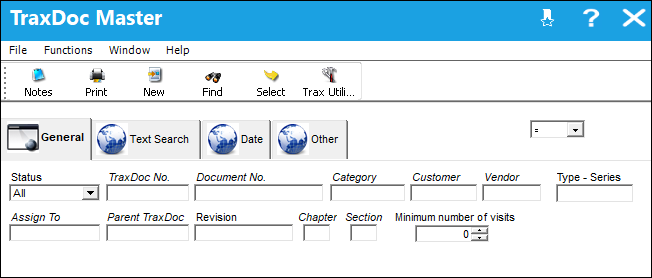 TraxDoc Master, General Tab