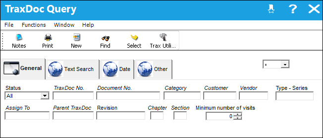 TraxDoc Query, General Tab
