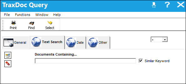 TraxDoc Query-Text Search Tab