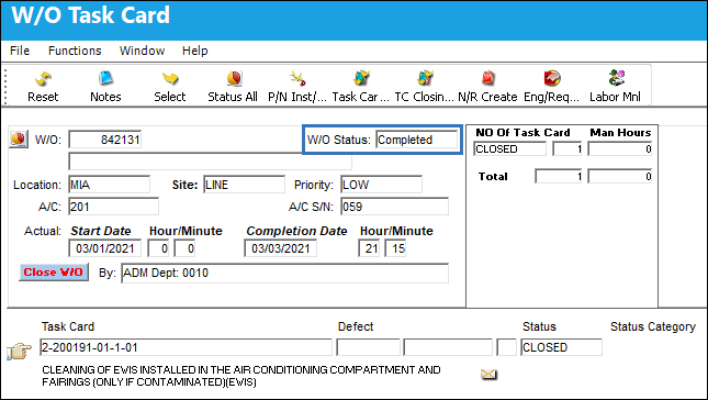 WO Task Card - Completed