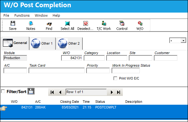 WOPOSTCM_WO Post Completion window-WOselection